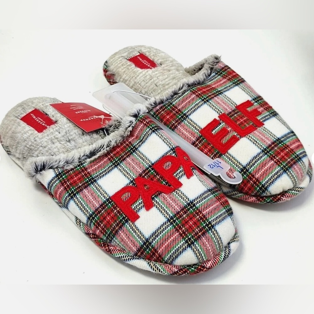 Men's Plaid Holiday Papa Elf Slippers Wondershop